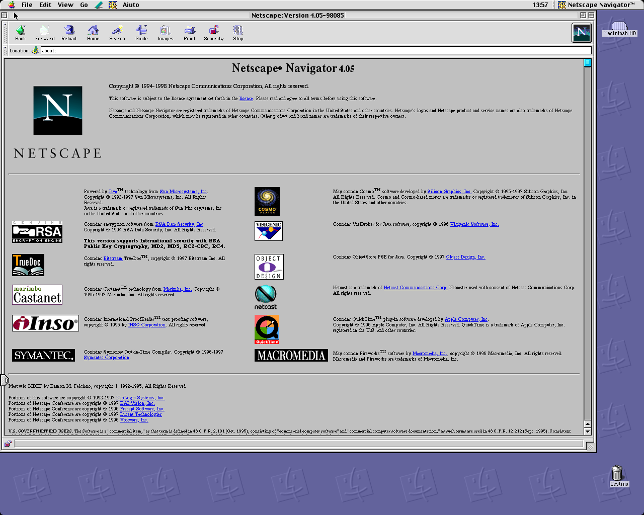 Netscape Navigator 4.05 for Mac (1998)